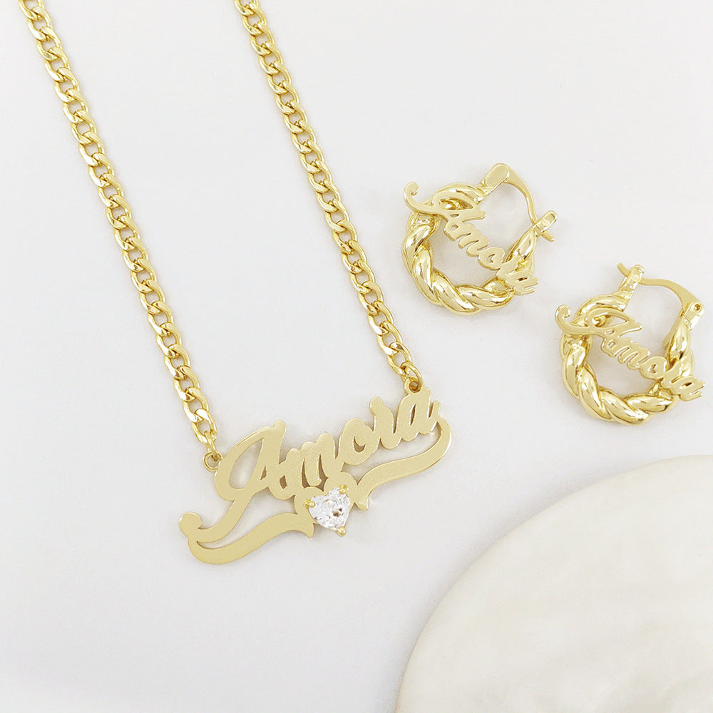 Tailor-Made Heart Stone Necklace & Earrings