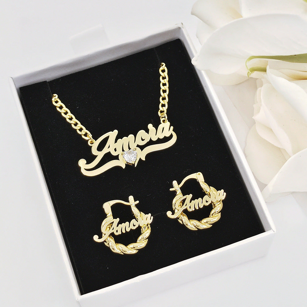 Tailor-Made Heart Stone Necklace & Earrings